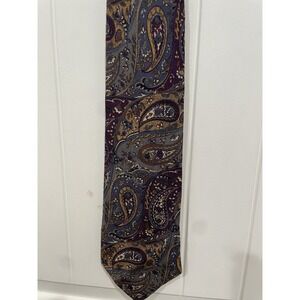Ferrell Reed Men's Neck Tie 100% Silk Paisley Blue Purple Vintage
